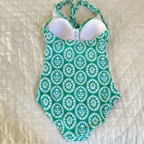 Boden Teal and White Floral One Piece Swimsuit - Picture 6 of 7